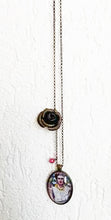 Frida Kahlo Portrait by Fab Ceraolo Necklace Frida Miniature Art  Jewel Painted Necklace Bronzed Painted  Jewel jewelry  Glass Cabochon