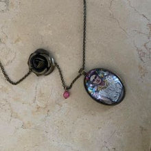 Frida Kahlo Portrait by Fab Ceraolo Necklace Frida Miniature Art  Jewel Painted Necklace Bronzed Painted  Jewel jewelry  Glass Cabochon