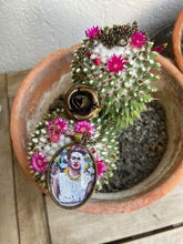 Frida Kahlo Portrait by Fab Ceraolo Necklace Frida Miniature Art  Jewel Painted Necklace Bronzed Painted  Jewel jewelry  Glass Cabochon