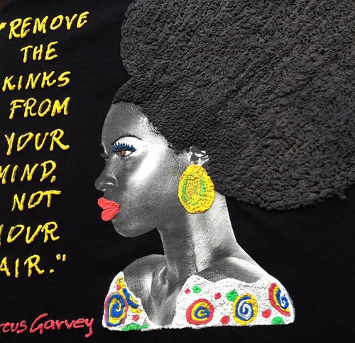 Afro Natural Hair T-shirt  Marcus Garvey Quote  PAINTED 3D