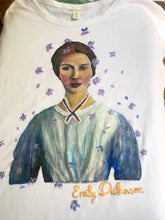 Emily Dickinson Hand-Painted T-Shirt – Artistic Portrait with Violets 💜🎨