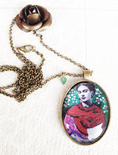 Frida Kahlo artistic Necklace Painted Handmade  Jewel Frida Kahlo inspired