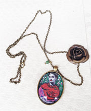 Frida Kahlo artistic Necklace Painted Handmade  Jewel Frida Kahlo inspired