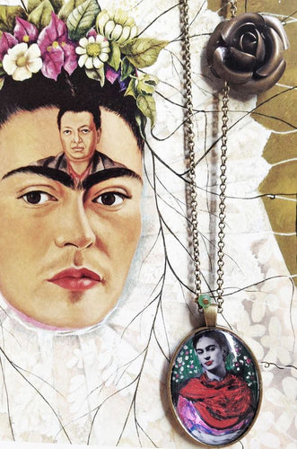 Frida Kahlo artistic Necklace Painted Handmade  Jewel Frida Kahlo inspired