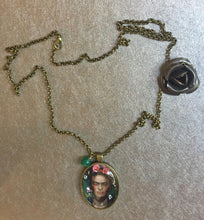Frida Kahlo Portrait Necklace Bronzed Painting Jewel Pendant jewelry  Glass Cabochon - QuorArtisticTshirts