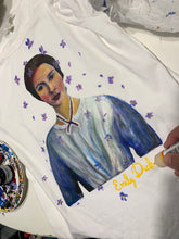 Emily Dickinson Hand-Painted T-Shirt – Artistic Portrait with Violets 💜🎨