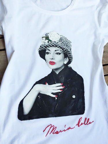 Maria Callas Artistic T-shirt  Painted ART TO WEAR