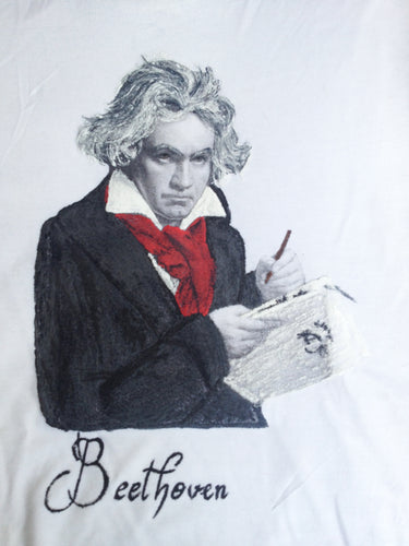 LUDWIG VAN BEETHOVEN  T-shirt Painted On relief - Art To Wear - Quortshirts