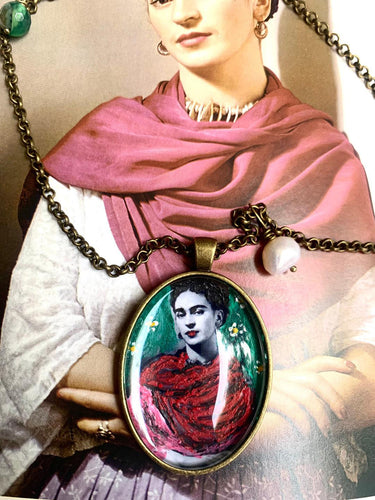 Frida Kahlo Necklace Painted artistic Handmade  Jewel Frida Kahlo inspired